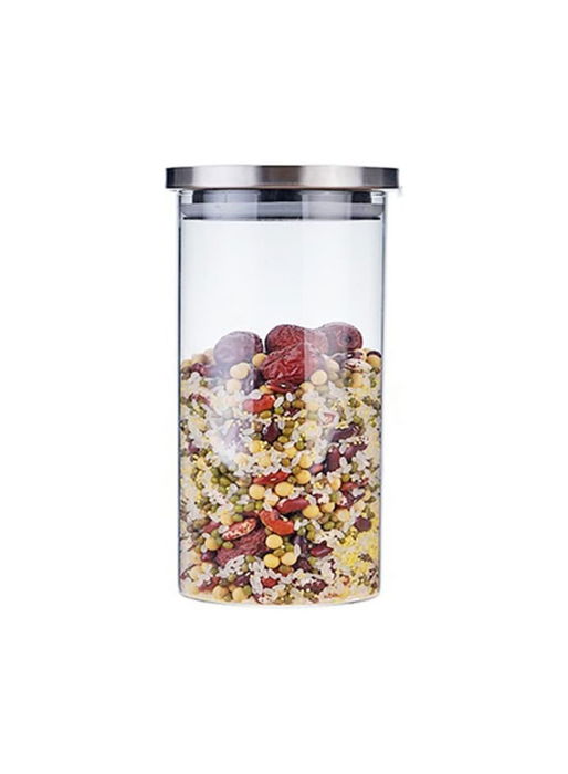 La Mediterranea Tarro Borosilicato con Tapa de Acero 1350 ml (10.8 x 10.8 x 21 cm) (12 Unidades)