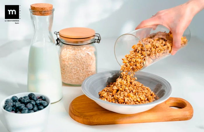 La Mediterranea Tarro Borosilicato con Tapa de Acero 1350 ml (10.8 x 10.8 x 21 cm) (12 Unidades)