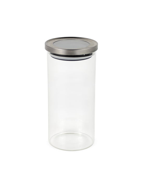 La Mediterranea Tarro Borosilicato con Tapa de Acero 1350 ml (10.8 x 10.8 x 21 cm) (12 Unidades)