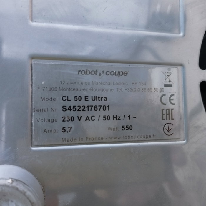 Robot Coupe CL50 Cortadora de Vegetales - 0.55 kW, Acero Inoxidable, Dimensiones 380x305x595 mm Robot Coupe CL50 Cortadora de Vegetales - 0.55 kW, Acero Inoxidable, Dimensiones 380x305x595 mm