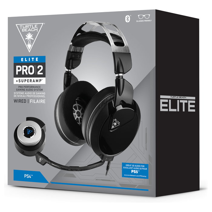 Turtle Beach Set Auriculares Gaming Elite Pro 2 con Amplificador SuperAmp para PS5 PS4, Negro