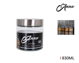 Anna Tarro de Vidrio con Tapa de Acero 830ml 11x11x12 cm (24 Unidades)