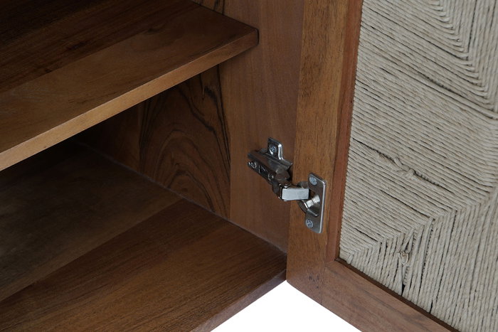 DKD Home Decor Basant Ratan Buffet Marron Oscuro Natural Acacia Ratan 45 x 60 x 165 cm