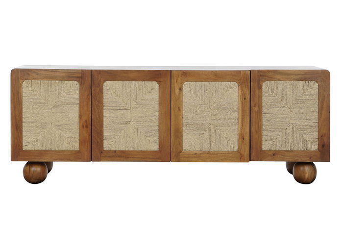 DKD Home Decor Basant Ratan Buffet Marron Oscuro Natural Acacia Ratan 45 x 60 x 165 cm