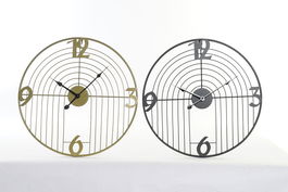 DKD Home Decor Reloj de Pared Moderno Negro Dorado 3 x 45 x 45 cm (2 Unidades)