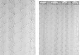 DKD Home Decor Cortina de Poliéster 140x260 con 8 Anillas Gris Claro