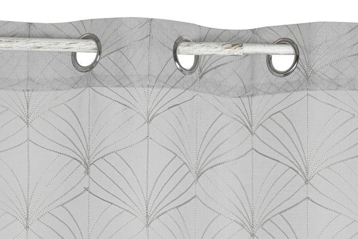 DKD Home Decor Cortina de Poliéster 140x260 con 8 Anillas Gris Claro