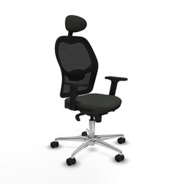 PIQUERAS Y CRESPO Silla de oficina Jorquera con mecanismo Sincro y cabecero fijo, Negro
