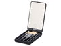 Berilo Estuche Espejo con 5 Brochas de Maquillaje, Plástico/Cristal/Metal/Madera, Negro, 9.5x16.3x3 cm (Set de 12)