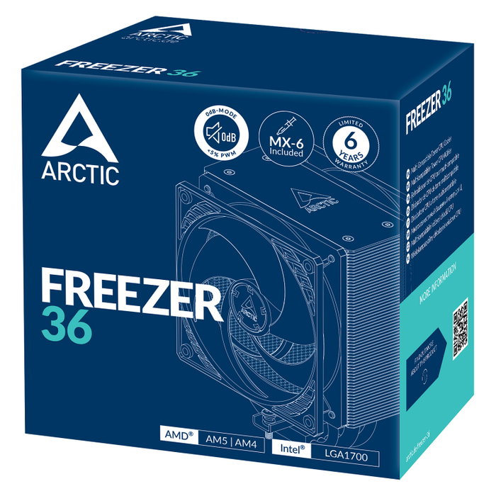 Arctic Freezer 36 Refrigerador de aire Negro y Plata con 2 Ventiladores de 120 mm Arctic Freezer 36 Refrigerador de aire Negro y Plata con 2 Ventiladores de 120 mm