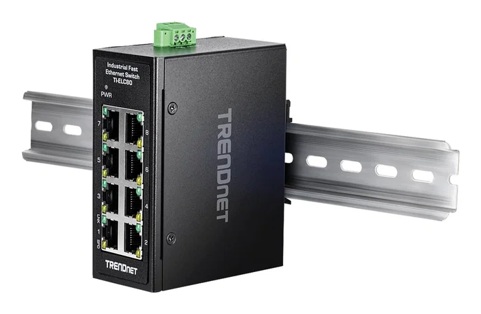 Trendnet TI-ELC80 Switch No Administrado Fast Ethernet (10/100) 8 Puertos Negro - Full Duplex, Montaje en Pared, 1 Gbit/s Capacidad