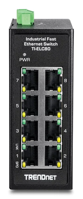 Trendnet TI-ELC80 Switch No Administrado Fast Ethernet (10/100) 8 Puertos Negro - Full Duplex, Montaje en Pared, 1 Gbit/s Capacidad