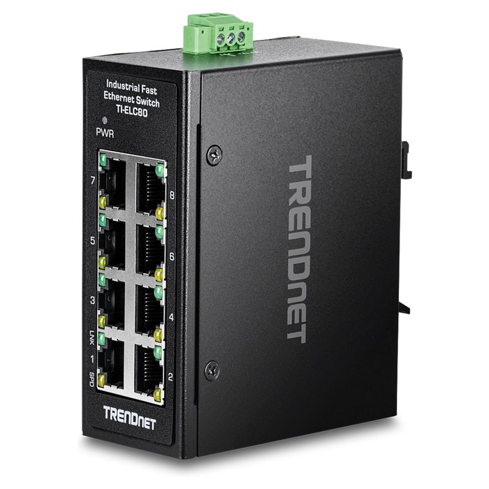 TRENDnet TI-ELC80 Mini Switch Ethernet Industrial de 8 Puertos Fast Ethernet TRENDnet TI-ELC80 Mini Switch Ethernet Industrial de 8 Puertos Fast Ethernet