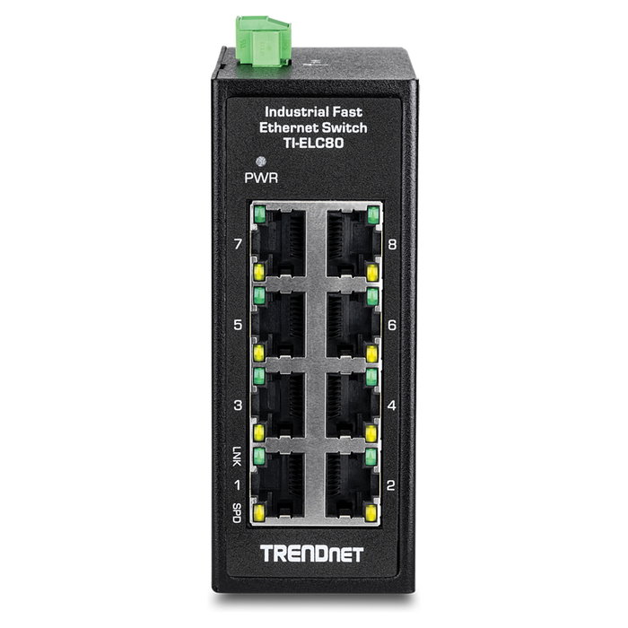 Trendnet TI-ELC80 Switch Industrial No Administrado de 8 Puertos Fast Ethernet Negro