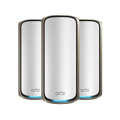 NETGEAR Orbi 970 Series Quad-Band WiFi 7 Mesh System 3-Pack Blanco/Gris 27Gbps (RBK973)