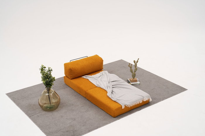 Atelier Del Sofa Sofá 1 Plaza Naranja 95x95x75 cm Tejido Chenilla
