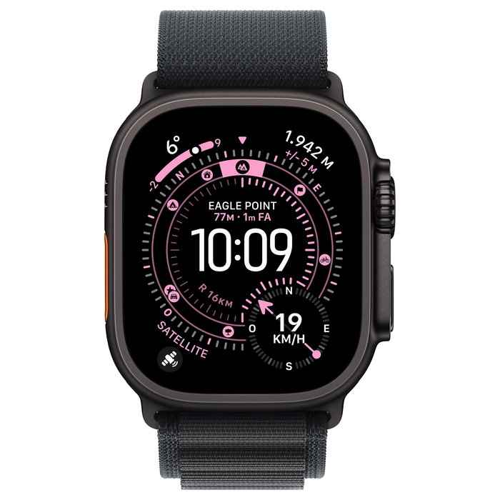 Apple Watch Ultra 3 de Titanio con Cellular, 49mm, Color Negro, Correa Alpine Loop Pequena, GPS, Resistente al Agua 100 m, Reloj Inteligente