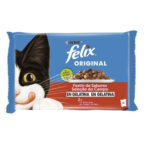 Purina Felix Original Gato Adulto Festín Sabores Variados 12 Packs 4 Bolsitas 85g Purina Felix Original Gato Adulto Festín Sabores Variados 12 Packs 4 Bolsitas 85g