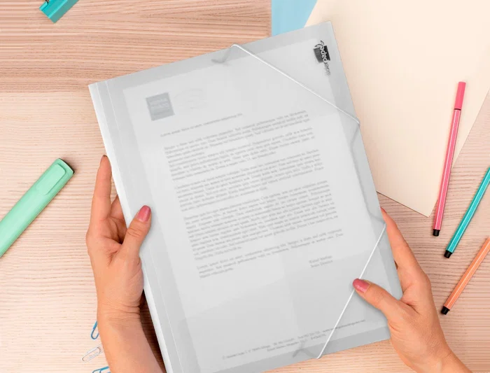 Liderpapel Carpeta Solapas 34964 Polipropileno Cierre Gomas Formato Din A4 Transparente Translucido