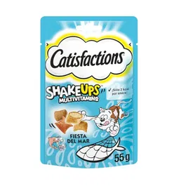 Mars Catisfactions Shakeups Fiesta Del Mar - Snack para Gatos Adultos, Sabor Atún, Salmón y Gambas, 6x55 g, Bajo en Calorías