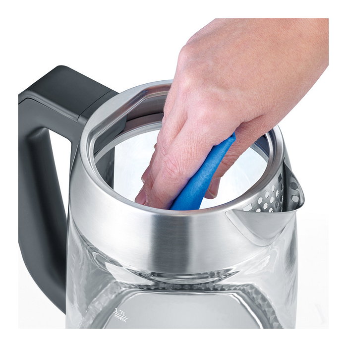Severin WK 3479 Hervidor de Agua y Té de Vidrio 1.7L 3000W Negro Acero Inoxidable