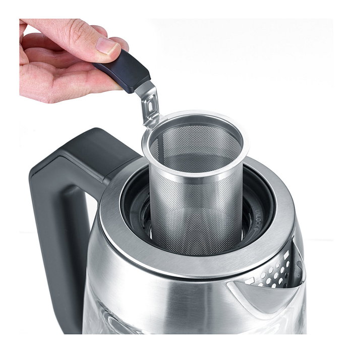 Severin WK 3479 Hervidor de Agua y Té de Vidrio 1.7L 3000W Negro Acero Inoxidable