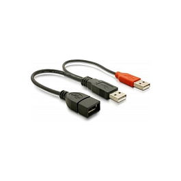 DeLOCK Cable Y USB 2.0 (2xST-BU) 0.2m, Data y Alimentación, Negro