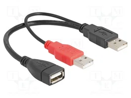 DeLOCK Cable USB en forma de Y 2 x USB 2.0 Tipo A macho a 1 x USB 2.0 Tipo A hembra 20 cm