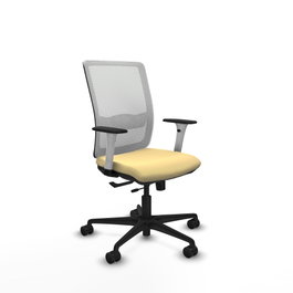 PIQUERAS Y CRESPO Silla de oficina Haches con mecanismo Sincro/Traslack, Crema y Blanco