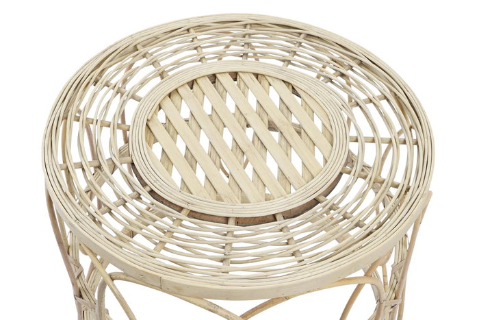 DKD Home Decor Set de 2 Mesitas Auxiliares de Ratán Natural DKD Home Decor Set de 2 Mesitas Auxiliares de Ratán Natural