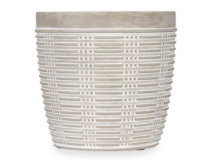 Ibergarden Maceta Cemento Rayada Redonda 13.5x13 cm Gris (Set de 8)