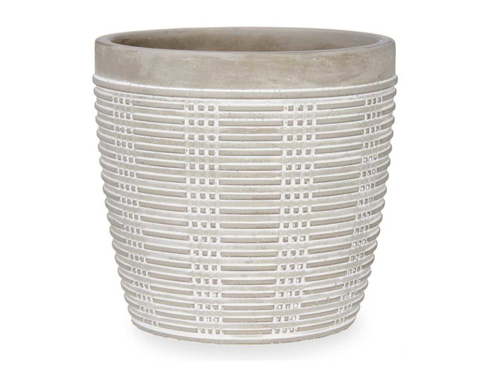 Ibergarden Maceta Cemento Rayada Redonda 13.5x13 cm Gris (Set de 8)