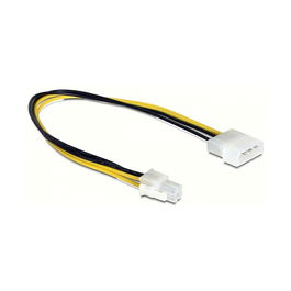 DeLOCK Adaptador Cable P4 4-pin a Molex 4-pin, 0.3 m, Negro y Amarillo, Str. Delock P4 4pol -> 4pin Molex