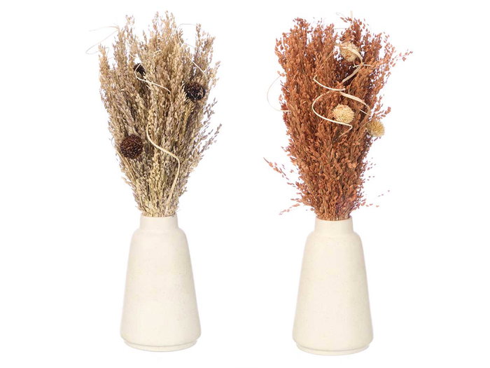 Giftdecor Florero Alto Natural Ocre 8.5x35x8.5cm Cerámica Materia Vegetal Seca (Set de 12)