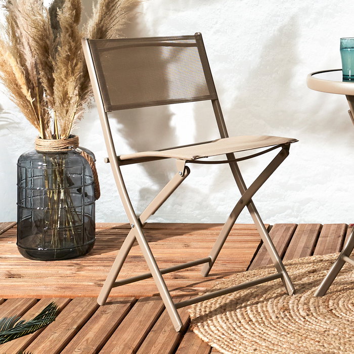 Home Deco Factory Silla Plegable Elba Beige 52,5x45,5 cm; h.79,5 cm
