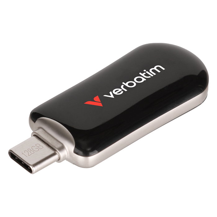 Verbatim 30225 Stick 128GB Plectra Black USB-C Flash Drive, USB 3.2 Gen 1, 100 MB/s Lectura