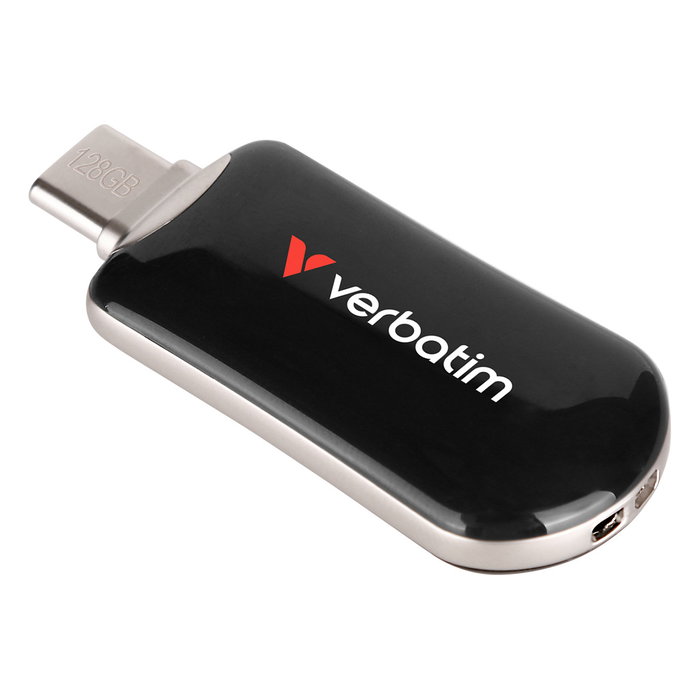 Verbatim 30225 Stick 128GB Plectra Black USB-C Flash Drive, USB 3.2 Gen 1, 100 MB/s Lectura