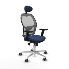 PIQUERAS Y CRESPO Silla de oficina Jorquera con mecanismo Sincro, Azul marino y Gris