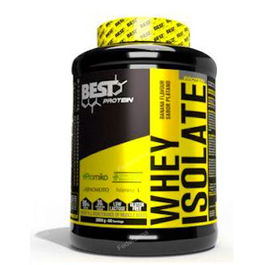 BEST PROTEIN Whey Isolate Platano 2000Gr. Proteína de suero de leche alta en proteínas para crecimiento y conservación muscular.