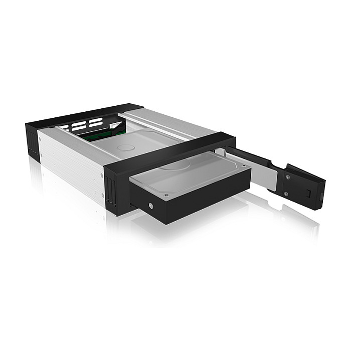 ICY BOX IB-158SSK-B Adaptador Bahía 3.5" a 5.25" SATA SAS EasySwap Negro Aluminio