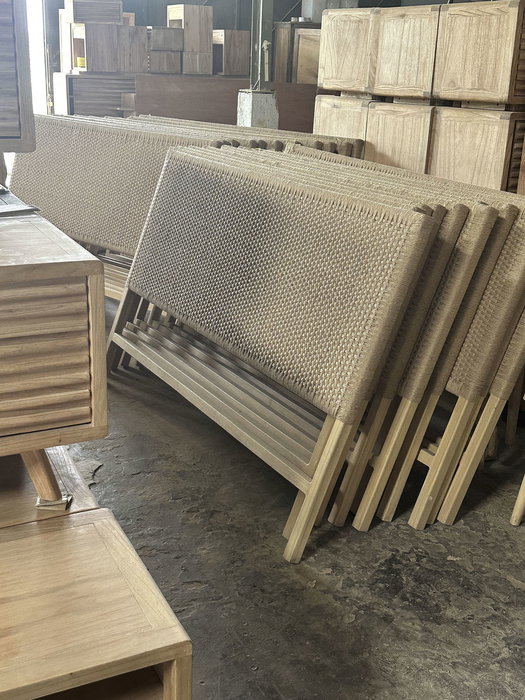 DKD Home Decor Cabecero Cama Boho Natural Teca y Fibra 5.5 x 105 x 165 cm DKD Home Decor Cabecero Cama Boho Natural Teca y Fibra 5.5 x 105 x 165 cm