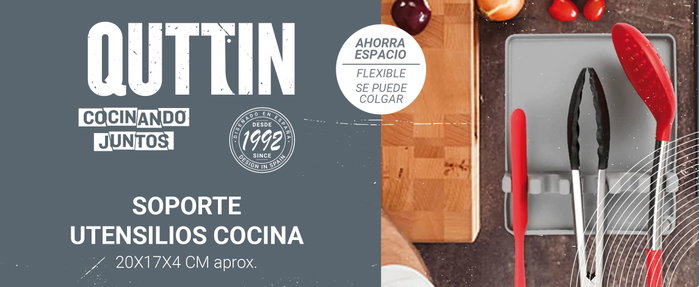 Quttin Soporte de Silicona para Utensilios de Cocina (Pack de 12) de 20x17x4cm Quttin Soporte de Silicona para Utensilios de Cocina (Pack de 12) de 20x17x4cm