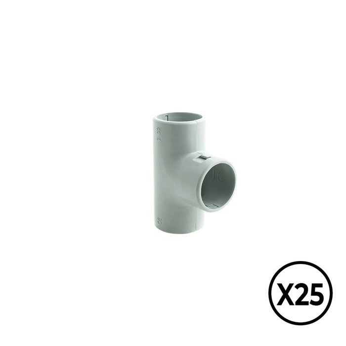 Tupersa Manguito en T inspeccionable de PVC Ø 16 mm, Gris, 25 unidades Tupersa Manguito en T inspeccionable de PVC Ø 16 mm, Gris, 25 unidades