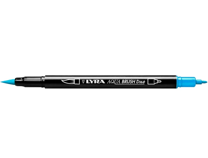 Lyra Rotulador Aqua Brush Acuarelable Doble Punta Fina y Pincel Azul Claro