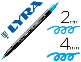 Lyra Rotulador Aqua Brush Acuarelable Doble Punta Fina y Pincel Azul Claro