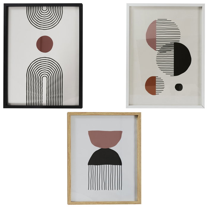 Home Deco Factory Cuadro Decorativo Natural 45x60 cm Madera MDF Cristal Papel Blanco Negro