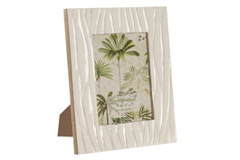 DKD Home Decor Marco de Fotos 15x20 de Mango y Cristal Lacado Blanco