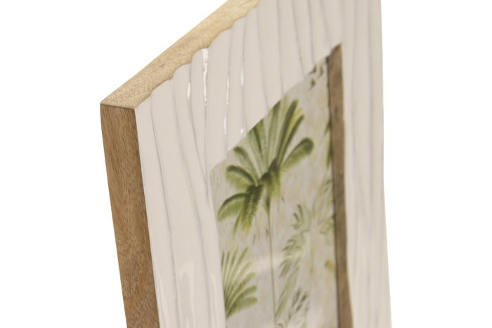 DKD Home Decor Marco de Fotos 15x20 de Mango y Cristal Lacado Blanco