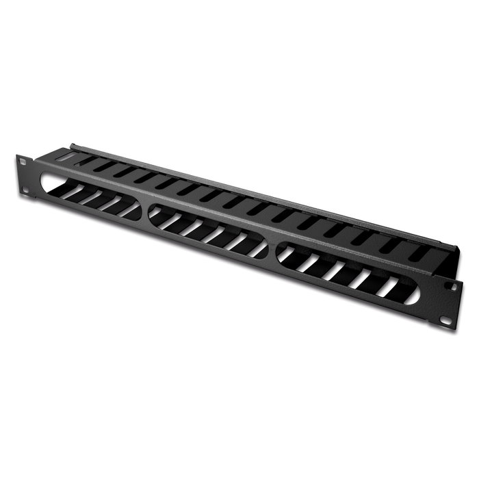 Digitus Panel de gestión de cables 1U con placa trasera desmontable Negro