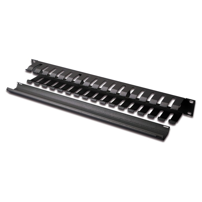 Digitus Panel de gestión de cables 1U con placa trasera desmontable Negro